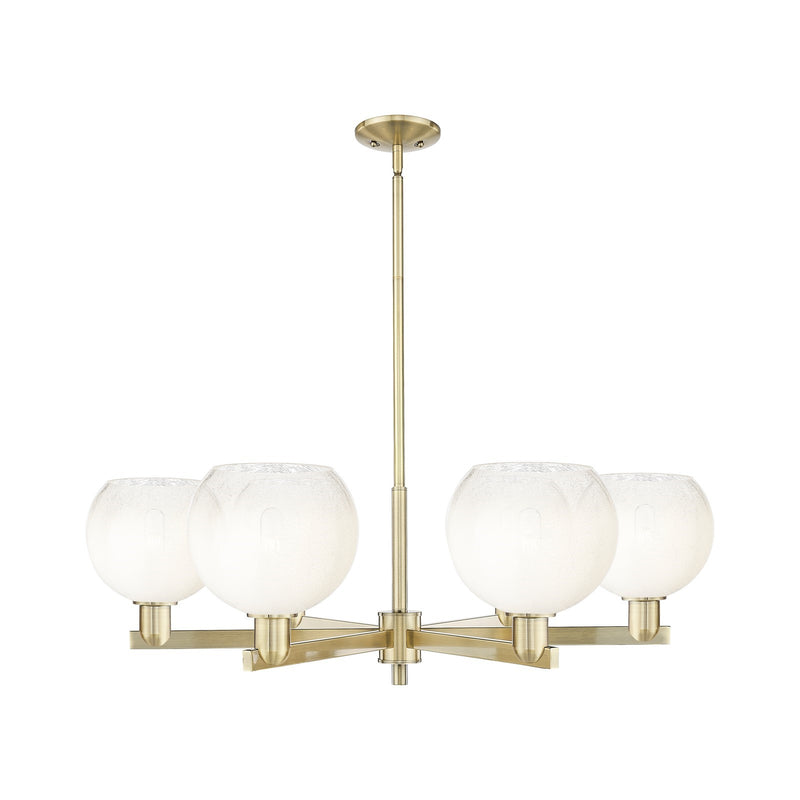 Innovations Brookhaven Globe 38in 6-Light Chandelier | Industrial Antique Brass Steel and Opal Glass | Dining Room & Living | Model 716-6CR-AB-G483-8OP