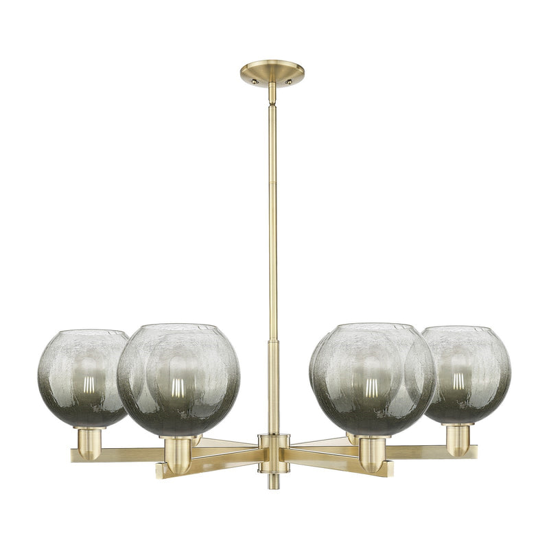Innovations Brookhaven Globe 38in 6-Light Chandelier | Industrial Antique Brass Steel and Slate Glass | Living & Dining Room | Model 716-6CR-AB-G483-8SL