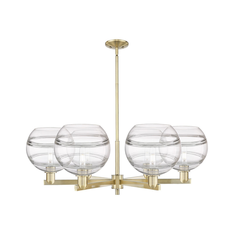Innovations Rochester 40in 6-Light Chandelier | Industrial Antique Brass and Clear Glass | Dining Room & Living Room | Model 716-6CR-AB-G556-10CL