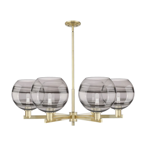 Innovations Rochester 40in 6-Light Chandelier | Industrial Antique Brass and Light Smoke Glass | Dining Room & Living Room | Model 716-6CR-AB-G556-10SM