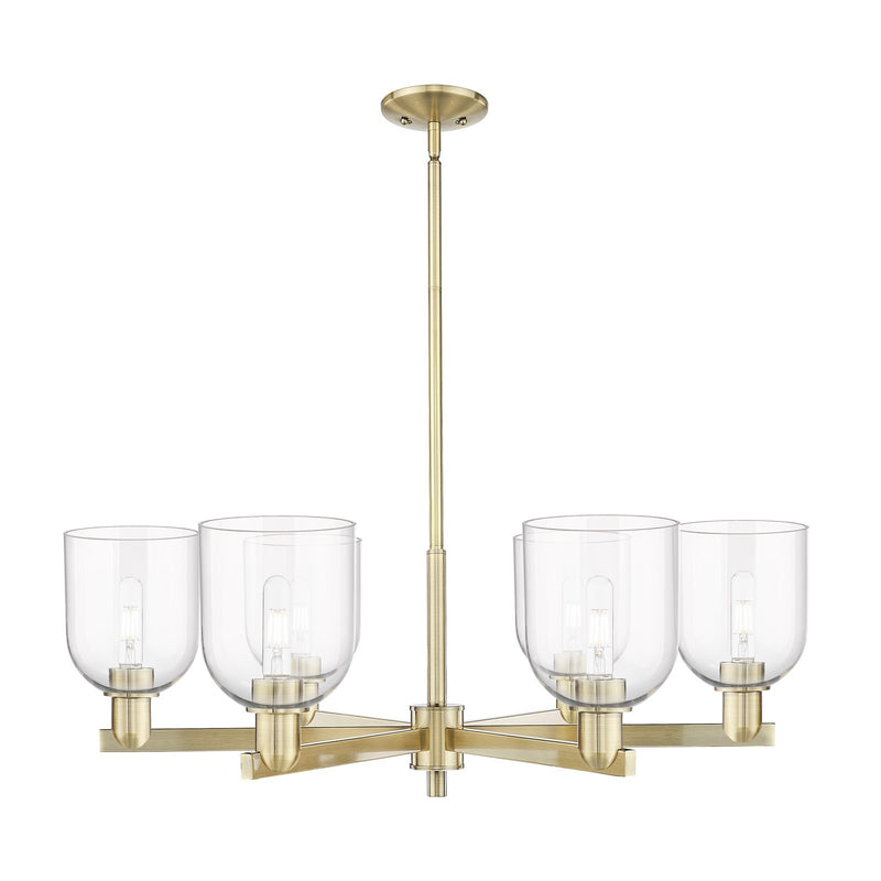 Innovations Bella 35in 6-Light Chandelier | Industrial Antique Brass and Clear Glass | Dining Room & Living Room | Model 716-6CR-AB-G558-6CL
