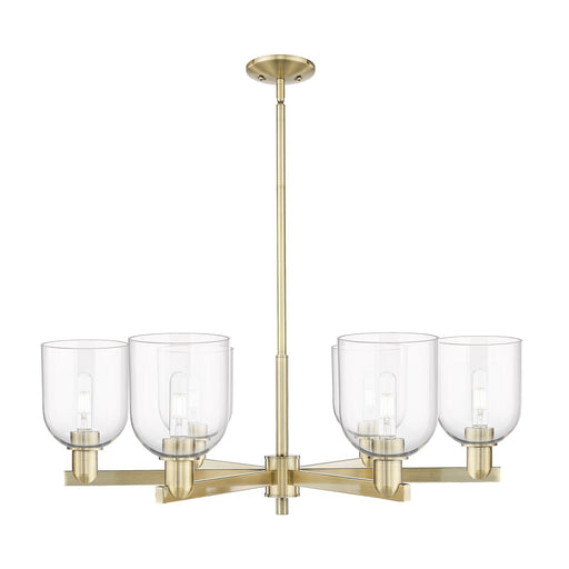 Innovations Bella 35in 6-Light Chandelier | Industrial Antique Brass and Clear Glass | Dining Room & Living Room | Model 716-6CR-AB-G558-6CL