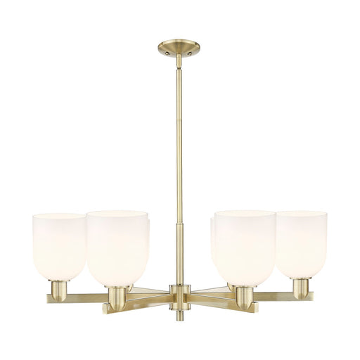 Innovations Bella 35in 6-Light Chandelier | Industrial Antique Brass and White Glass | Kitchen Island & Dining Room | Model 716-6CR-AB-G558-6GWH