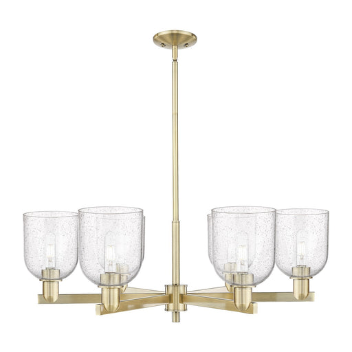 Innovations Bella 35in 6-Light Chandelier | Industrial Antique Brass Steel and Seedy Glass | Dining Room & Living Room | Model 716-6CR-AB-G558-6SDY