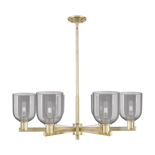 Innovations Bella 35in 6-Light Chandelier | Industrial Antique Brass and Light Smoke Glass | Dining Room & Living Room | Model 716-6CR-AB-G558-6SM