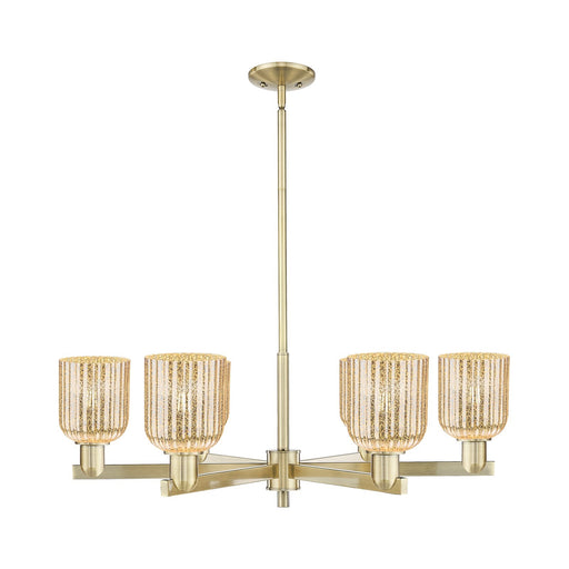 Innovations Bridal Veil 34.75in 6-Light Chandelier | Industrial Antique Brass Steel and Mercury Ribbed Glass | Dining Room & | Model 716-6CR-AB-G559-5ME