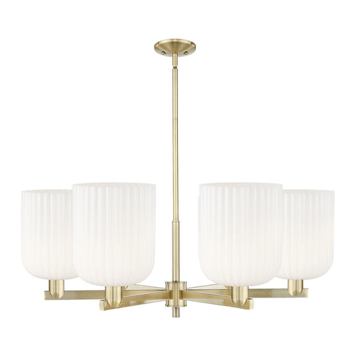 Innovations Bridal Veil 38in 6-Light Chandelier | Industrial Antique Brass Steel and Gloss White Glass | Kitchen Island & | Model 716-6CR-AB-G559-8GWH
