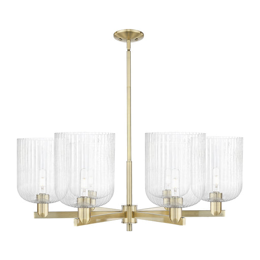 Innovations Bridal Veil 38in 6-Light Chandelier | Industrial Antique Brass and Seedy Glass | Dining Room & Living Room | Model 716-6CR-AB-G559-8SDY