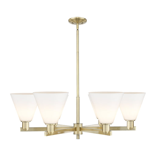 Innovations Berkshire Glass 38in 6-Light Chandelier | Industrial Antique Brass and Matte White Glass | Dining Room & Living Room | Model 716-6CR-AB-GBC-81