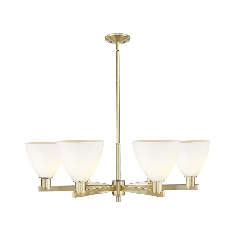 Innovations Bristol 37in 6-Light Chandelier | Industrial Antique Brass and Matte White Glass | Damp-Rated Dining Room & Living | Model 716-6CR-AB-GBD-751