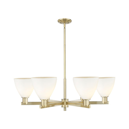 Innovations Bristol 37in 6-Light Chandelier | Industrial Antique Brass and Matte White Glass | Damp-Rated Dining Room & Living | Model 716-6CR-AB-GBD-751