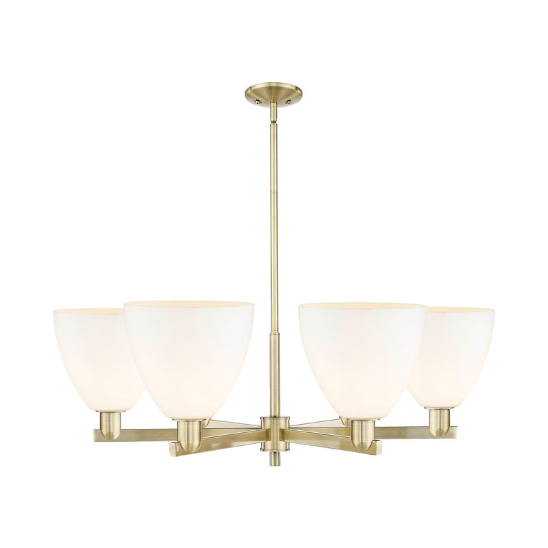 Innovations Bristol 39in 6-Light Chandelier | Industrial Antique Brass and Matte White Glass | Dining Room & Living Room | Model 716-6CR-AB-GBD-91