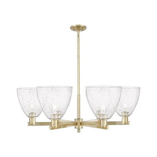 Innovations Bristol 39in 6-Light Chandelier | Industrial Antique Brass Steel and Seedy Glass | Dining Room & Living Room | Model 716-6CR-AB-GBD-94
