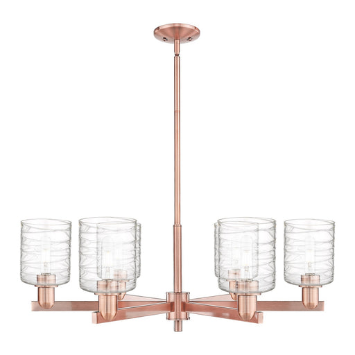 Innovations Cobbleskill 35in 6-Light Chandelier | Industrial Antique Copper Steel and Deco Swirl Glass | Dining Room & Living | Model 716-6CR-AC-G1113