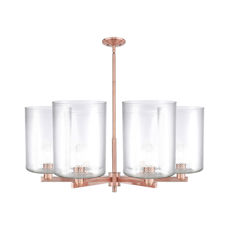 Innovations Cobbleskill 39in 6-Light Chandelier | Industrial Antique Copper Steel and Clear Glass | Dining Room & Living Room | Model 716-6CR-AC-G112-L