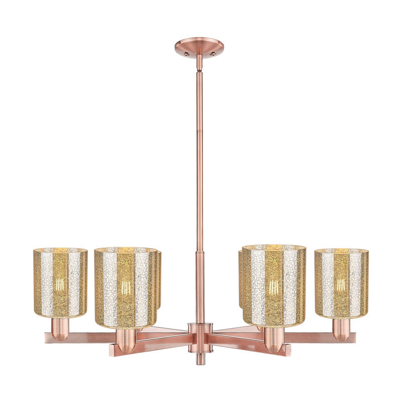 Innovations Cobbleskill 35in 6-Light Chandelier | Industrial Antique Copper Steel and Mercury Glass | Dining Room & Living Room | Model 716-6CR-AC-G116