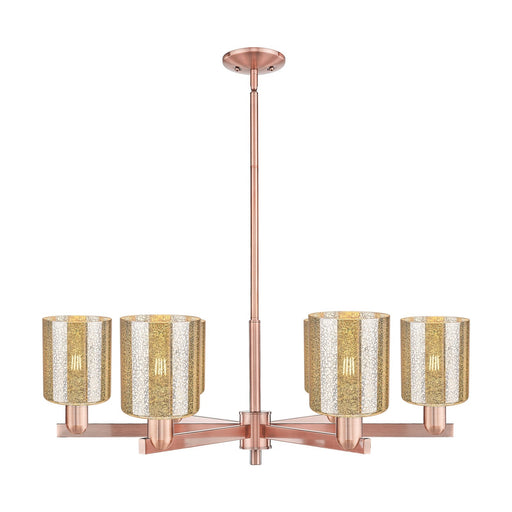 Innovations Cobbleskill 35in 6-Light Chandelier | Industrial Antique Copper Steel and Mercury Glass | Dining Room & Living Room | Model 716-6CR-AC-G116
