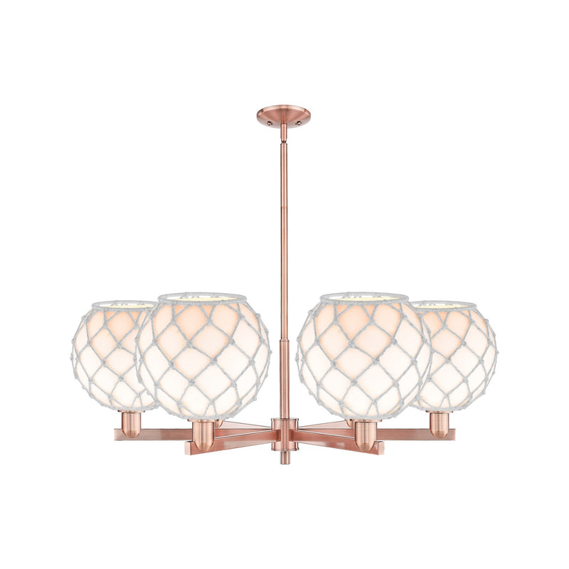 Innovations Farmhouse Rope 40in 6-Light Chandelier | Industrial Antique Copper Steel and White Glass with Rope | Dining Room | Model 716-6CR-AC-G121-10RW