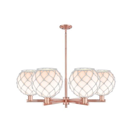 Innovations Farmhouse Rope 40in 6-Light Chandelier | Industrial Antique Copper Steel and White Glass with Rope | Dining Room | Model 716-6CR-AC-G121-10RW