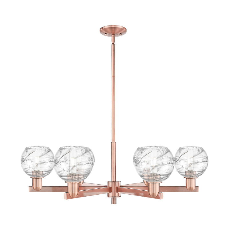 Innovations Athens Deco Swirl 24in 6-Light Chandelier | Industrial Antique Copper and Clear Deco Swirl Glass | Dining Room & | Model 716-6CR-AC-G1213-6CL