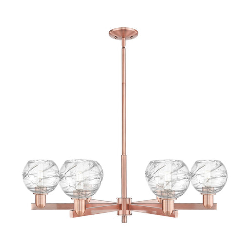 Innovations Athens Deco Swirl 24in 6-Light Chandelier | Industrial Antique Copper and Clear Deco Swirl Glass | Dining Room & | Model 716-6CR-AC-G1213-6CL