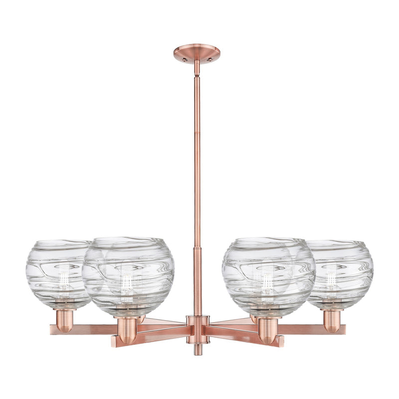 Innovations Athens Deco Swirl 38in 6-Light Chandelier | Industrial Antique Copper and Clear Glass | Damp-Rated Dining Room & | Model 716-6CR-AC-G1213-8CL