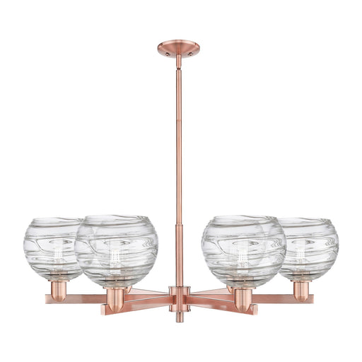 Innovations Athens Deco Swirl 38in 6-Light Chandelier | Industrial Antique Copper and Clear Glass | Damp-Rated Dining Room & | Model 716-6CR-AC-G1213-8CL