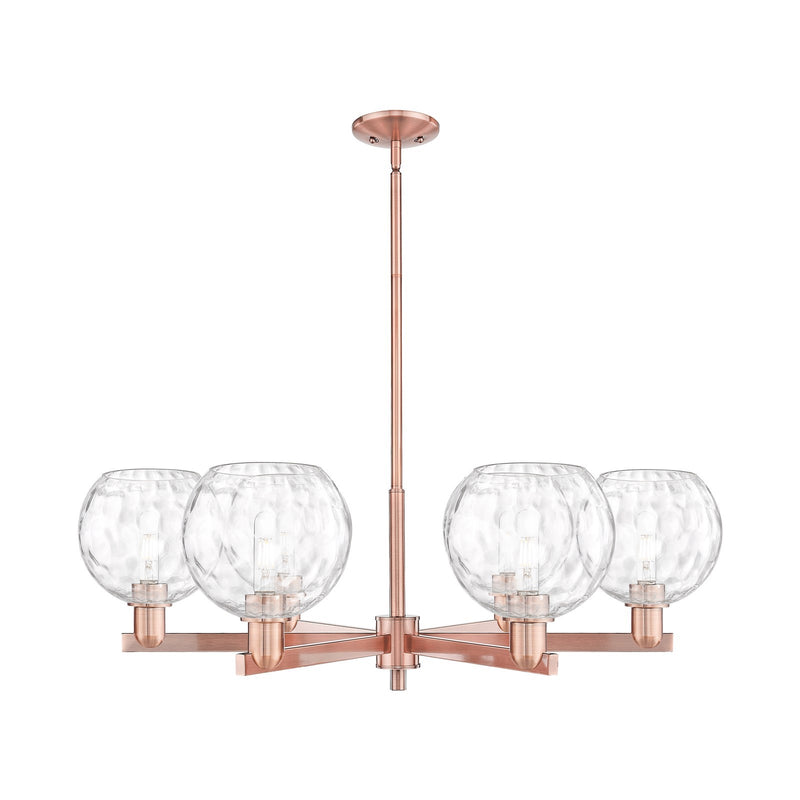 Innovations Athens 38in 6-Light Chandelier | Industrial Antique Copper Steel and Clear Water Glass | Kitchen Island & Dining | Model 716-6CR-AC-G1215-8