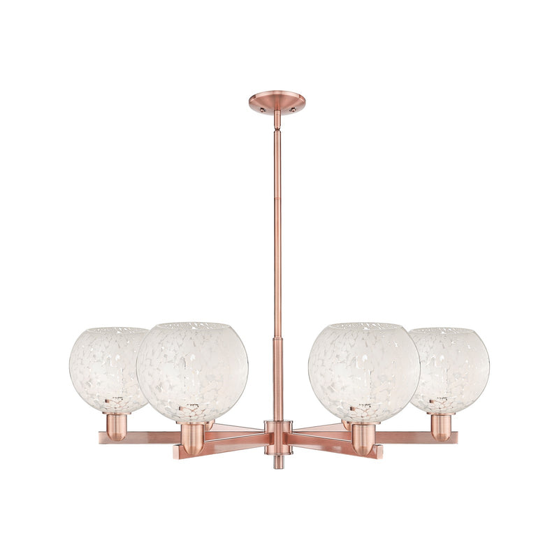 Innovations Lighting Arcadia 38in 6-Light Chandelier | Industrial Antique Copper Steel and Cast Brass with White Mouchette | Model 716-6CR-AC-G1216-8WM