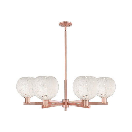 Innovations Lighting Arcadia 38in 6-Light Chandelier | Industrial Antique Copper Steel and Cast Brass with White Mouchette | Model 716-6CR-AC-G1216-8WM