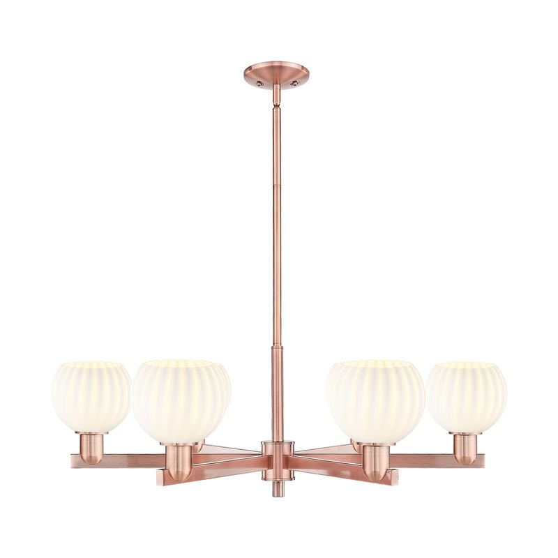 Innovations Lighting White Venetian 36in 6-Light Chandelier | Industrial Antique Copper and White Venetian Glass | Dining | Model 716-6CR-AC-G1217-6WV