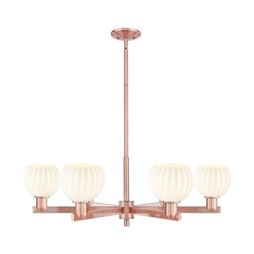 Innovations Lighting White Venetian 36in 6-Light Chandelier | Industrial Antique Copper and White Venetian Glass | Dining | Model 716-6CR-AC-G1217-6WV