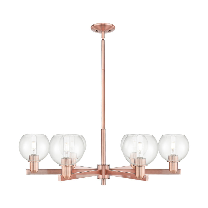 Innovations Athens 36in 6-Light Chandelier | Industrial Antique Copper and Clear Glass | Dining Room & Living Room | Model 716-6CR-AC-G122-6