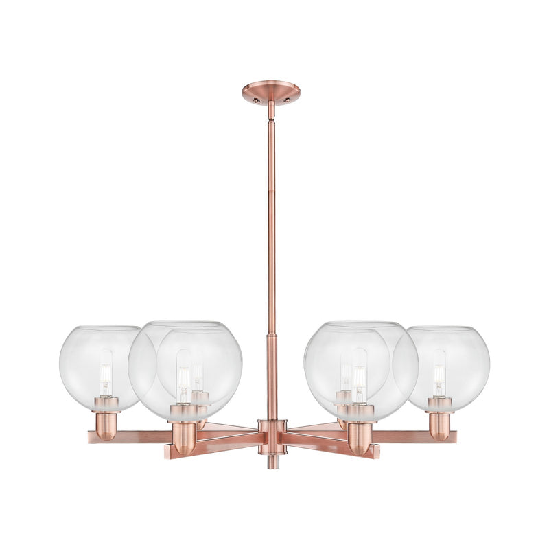 Innovations Athens 38in 6-Light Chandelier | Industrial Antique Copper Steel and Clear Glass | Dining Room & Living Room | Model 716-6CR-AC-G122-8