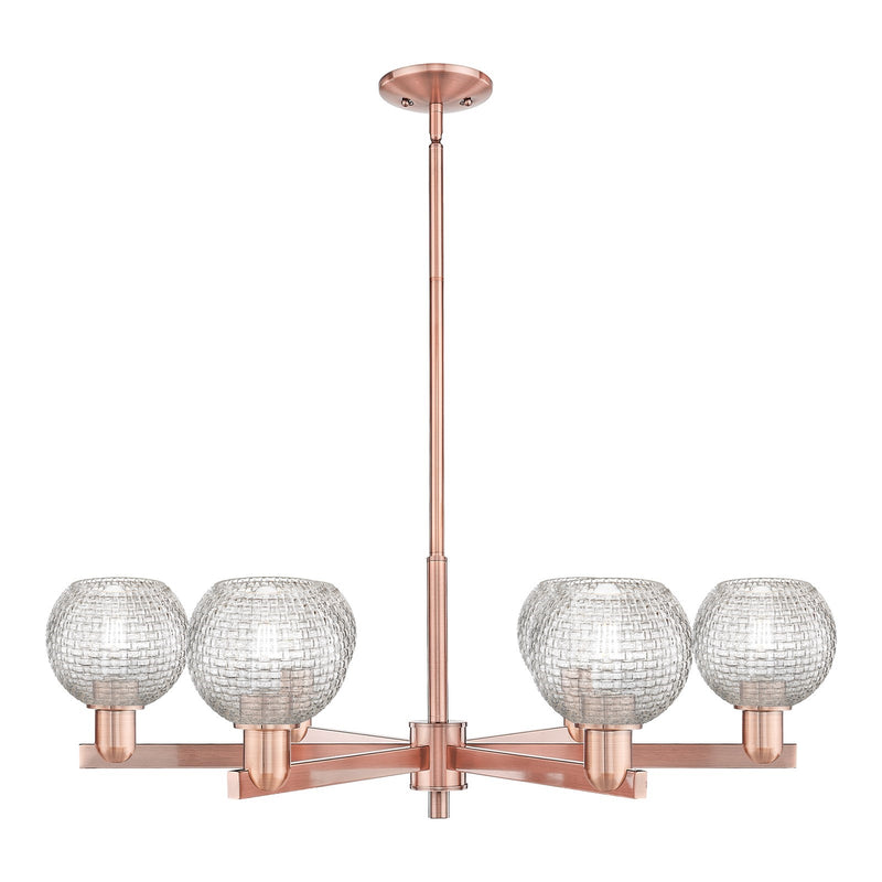 Innovations Athens 36in 6-Light Chandelier | Industrial Antique Copper Steel and Clear Basket Weave Glass | Dining Room & | Model 716-6CR-AC-G122C-6CL
