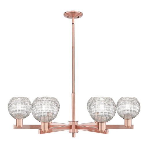 Innovations Athens 36in 6-Light Chandelier | Industrial Antique Copper Steel and Clear Basket Weave Glass | Dining Room & | Model 716-6CR-AC-G122C-6CL