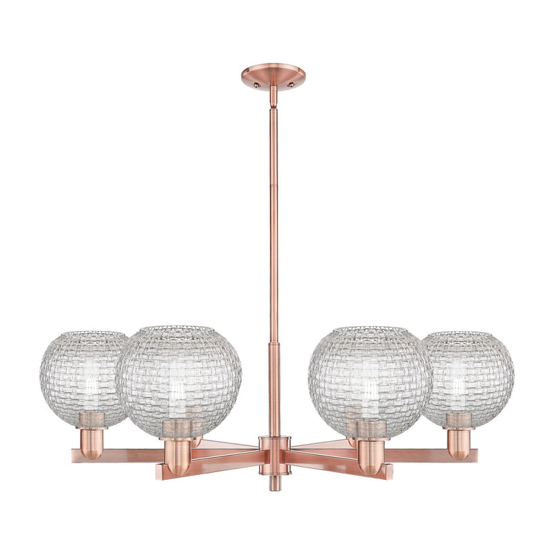 Innovations Athens 38in 6-Light Chandelier | Industrial Antique Copper Steel and Clear Basket Weave Glass | Dining Room & | Model 716-6CR-AC-G122C-8CL