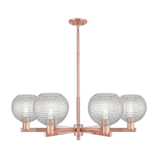 Innovations Athens 38in 6-Light Chandelier | Industrial Antique Copper Steel and Clear Basket Weave Glass | Dining Room & | Model 716-6CR-AC-G122C-8CL