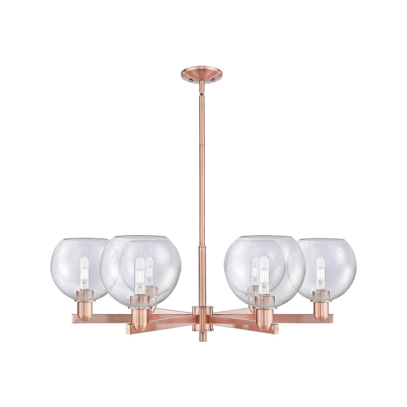 Innovations Athens 38in 6-Light Chandelier | Industrial Antique Copper Steel and Seedy Glass | Dining Room & Living Room | Model 716-6CR-AC-G124-8