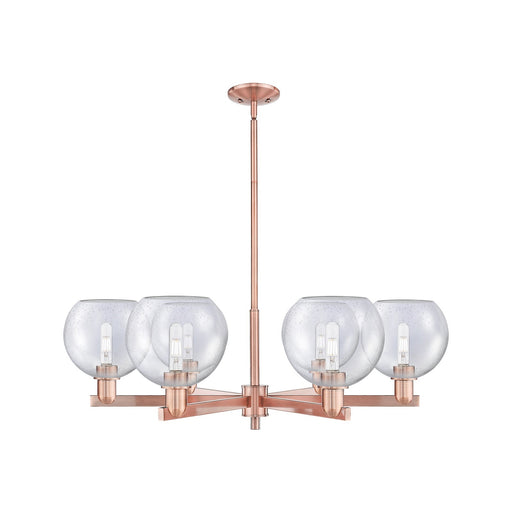 Innovations Athens 38in 6-Light Chandelier | Industrial Antique Copper Steel and Seedy Glass | Dining Room & Living Room | Model 716-6CR-AC-G124-8