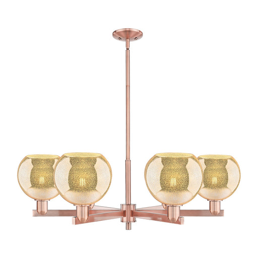 Innovations Athens 38in 6-Light Chandelier | Industrial Antique Copper Steel and Mercury Glass | Dining Room & Living Room | Model 716-6CR-AC-G128-8