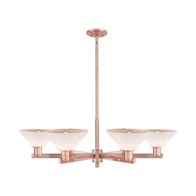Innovations Orwell 38in 6-Light Chandelier | Industrial Antique Copper and Matte White Glass | Dining Room & Living Room | Model 716-6CR-AC-G131