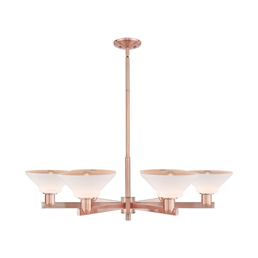 Innovations Orwell 38in 6-Light Chandelier | Industrial Antique Copper and Matte White Glass | Dining Room & Living Room | Model 716-6CR-AC-G131