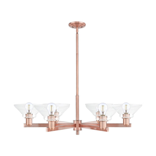 Innovations Orwell 38in 6-Light Chandelier | Industrial Antique Copper Steel and Clear Glass | Dining Room & Living Room | Model 716-6CR-AC-G132