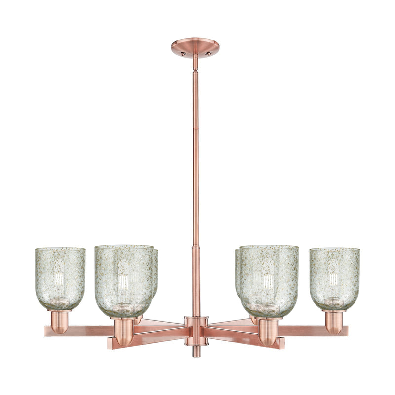 Innovations Caledonia 35in 6-Light Chandelier | Industrial Antique Copper Steel and Mica Glass | Dining Room & Living Room | Model 716-6CR-AC-G259