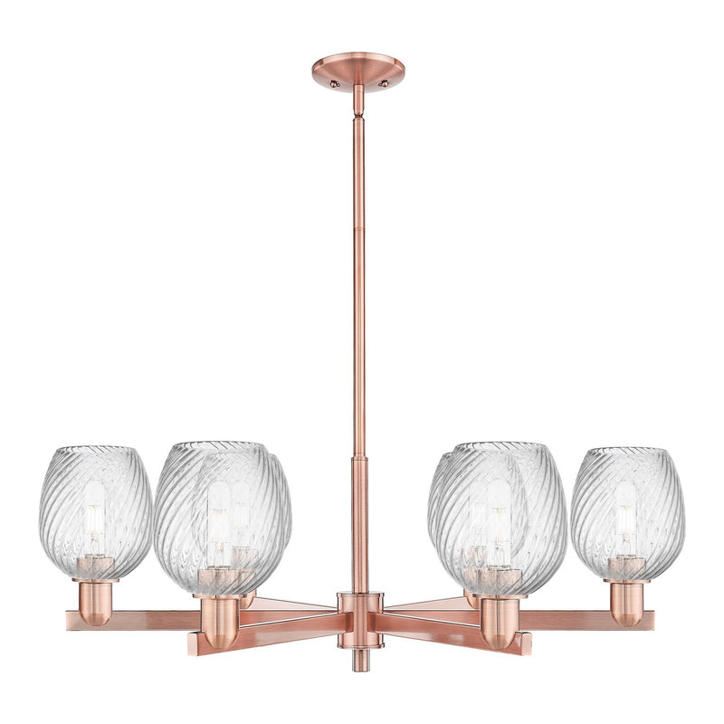 Innovations Salina 36in 6-Light Chandelier | Industrial Antique Copper Steel and Clear Spiral Fluted Glass | Dining Room & Living | Model 716-6CR-AC-G292