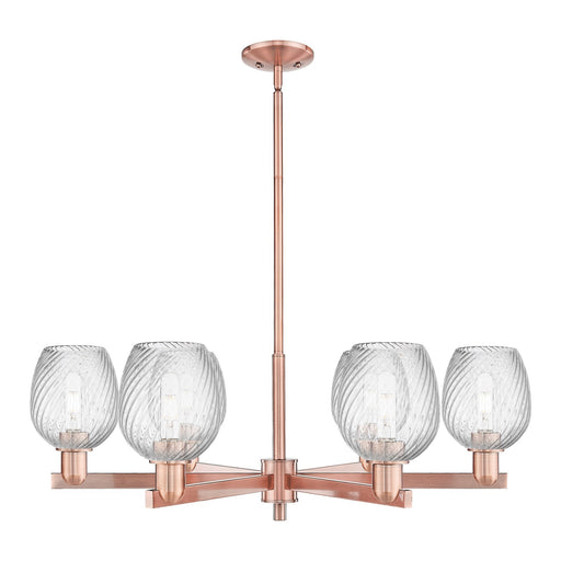 Innovations Salina 36in 6-Light Chandelier | Industrial Antique Copper Steel and Clear Spiral Fluted Glass | Dining Room & Living | Model 716-6CR-AC-G292