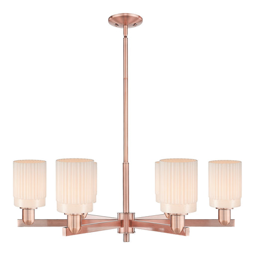 Innovations Hadley 34in 6-Light Chandelier | Industrial Antique Copper and Matte White Glass | Dining Room & Living Room | Model 716-6CR-AC-G341