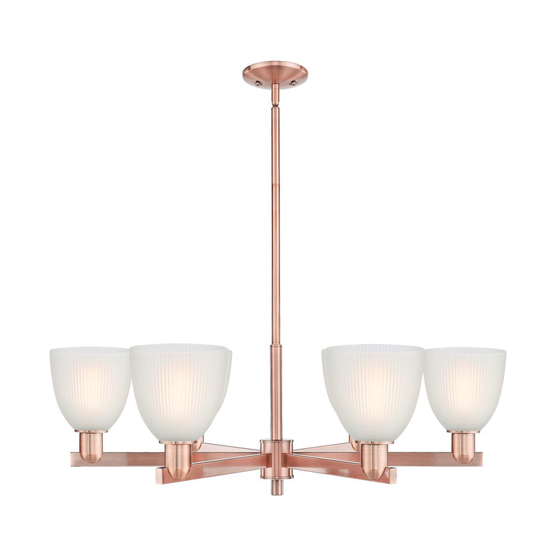 Innovations Castile 36in 6-Light Chandelier | Industrial Antique Copper and White Glass | Dining Room & Living Room | Model 716-6CR-AC-G381