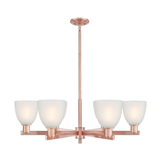 Innovations Castile 36in 6-Light Chandelier | Industrial Antique Copper and White Glass | Dining Room & Living Room | Model 716-6CR-AC-G381